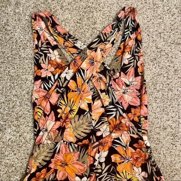 Billabong Floral Mini Dress - Black, Pink, Orange - Picture 4 of 5